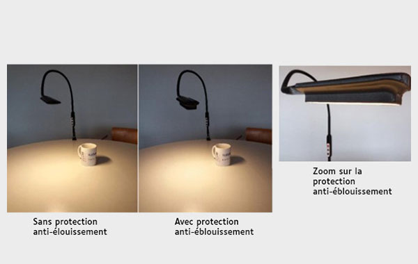 Fiche produit Lampe DMLA 5 couleurs et anti-éblouissement - à pied ou à  clipser - CFLOU